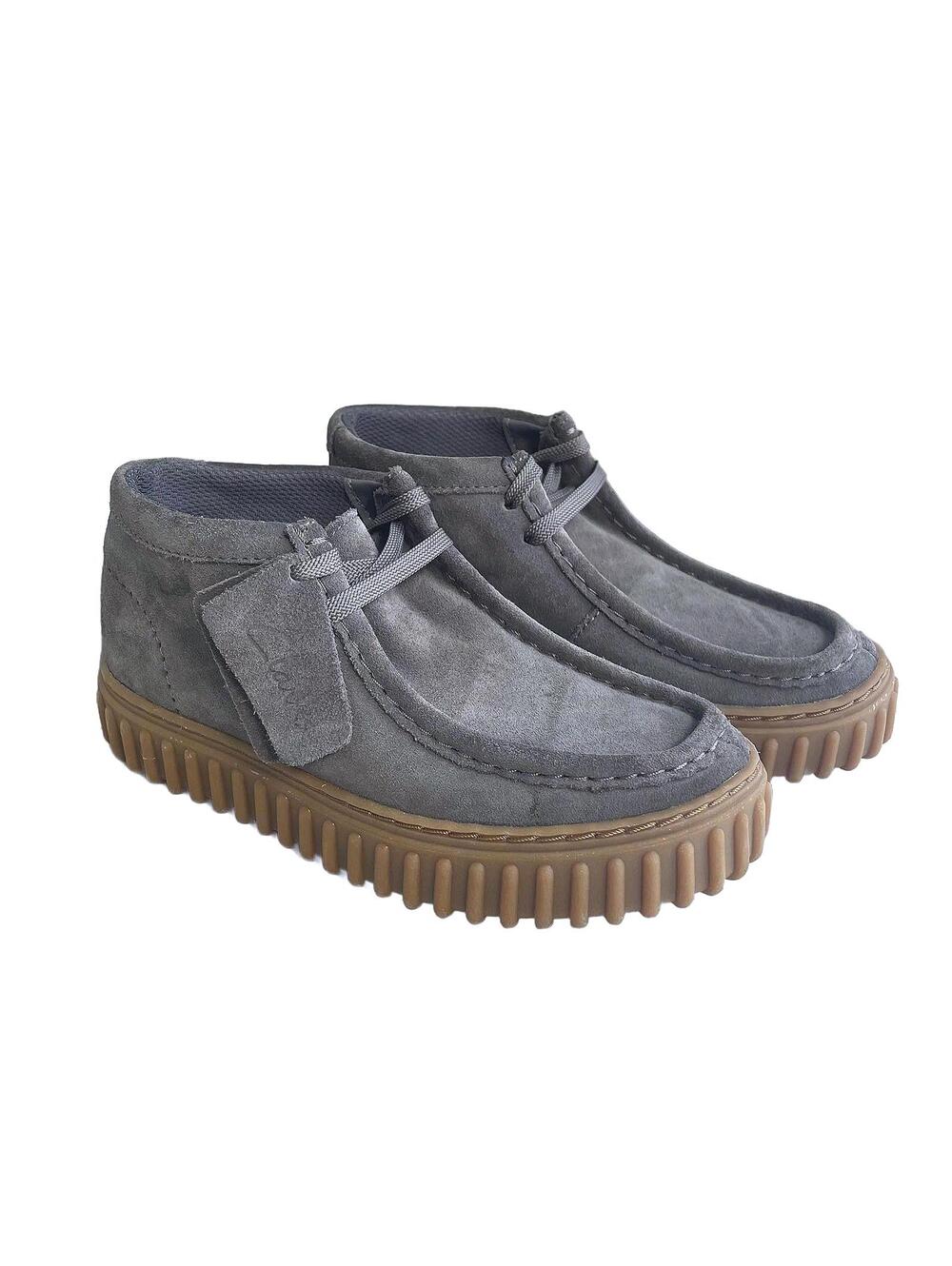 Clarks Torhill Hi Chukka Kids Grey Suede Ankle Boots Size 1.5